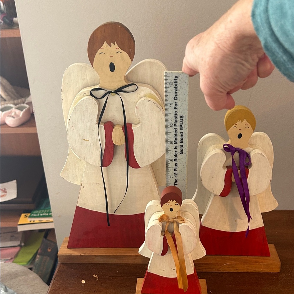 Handcrafted Wooden Angel choirboys